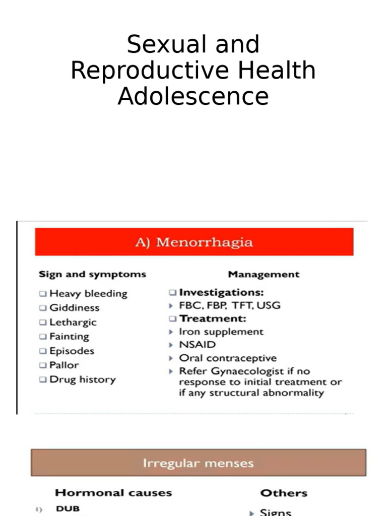 Sexual and Reproductive Health Adolescence | PDF