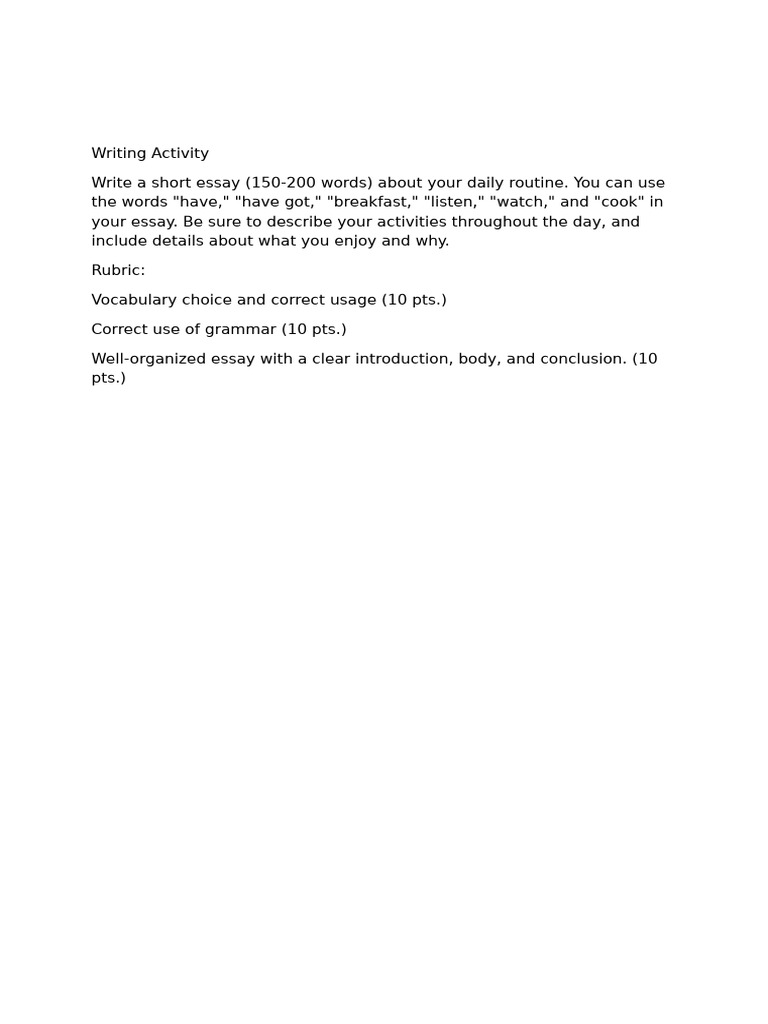 Daily Routine Essay Guidelines | PDF