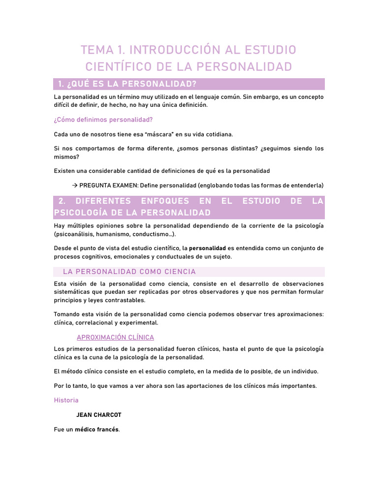 Tema 1. Introducción Al Estudio Científico de La Personalidad | PDF ...