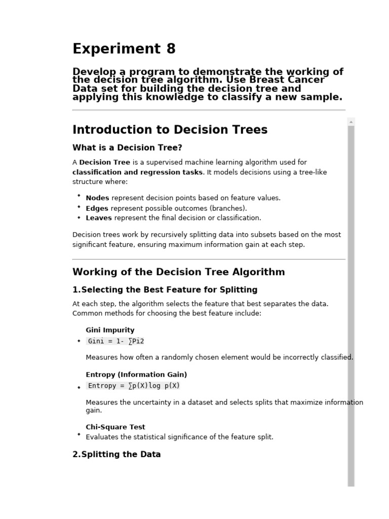 Decision Tree Algorithm with Breast Cancer Data | PDF | Applied ...