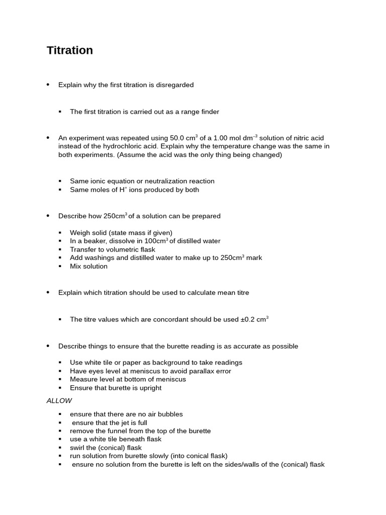 Practical Skills in Chemistry: Titration Guide | PDF | Acid | Chemical ...