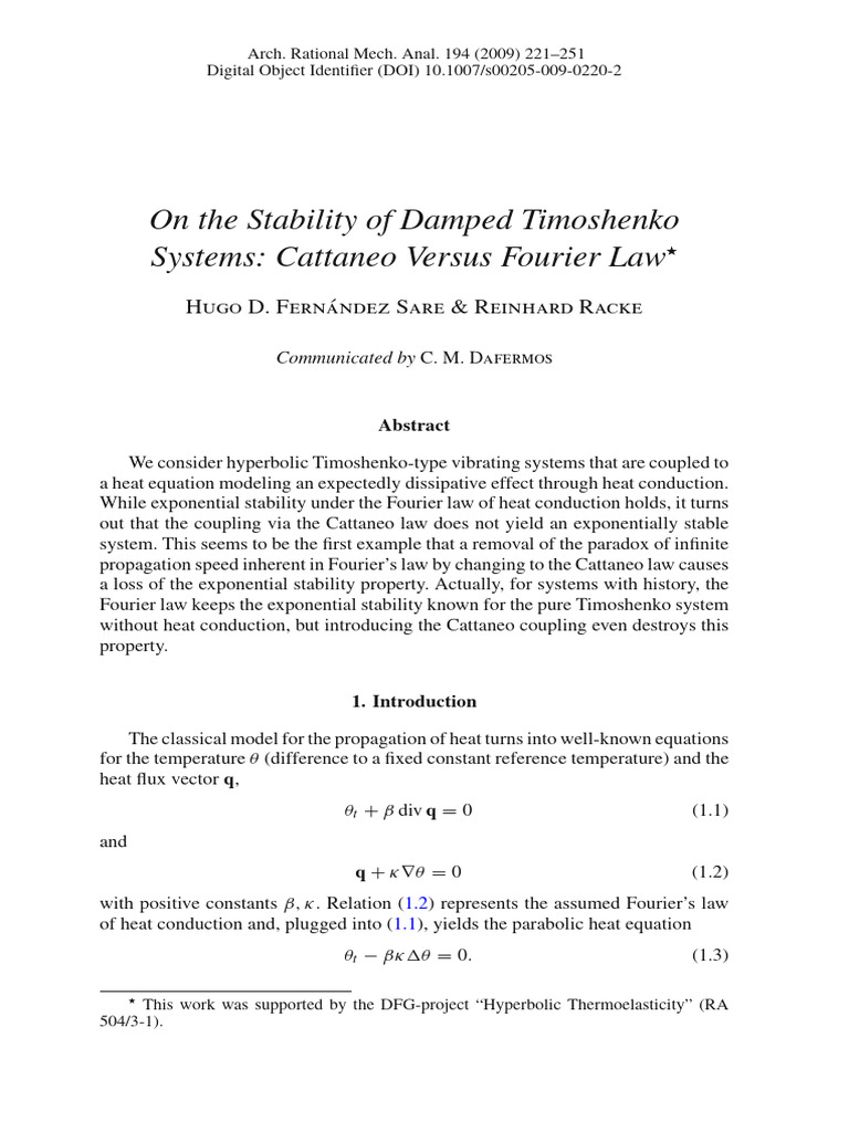 Fernadez Sare e Racke | PDF | Thermal Conduction | Mathematical Analysis
