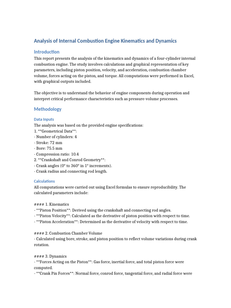 Updated Analysis of Engine Kinematics and Dynamics | PDF | Force ...