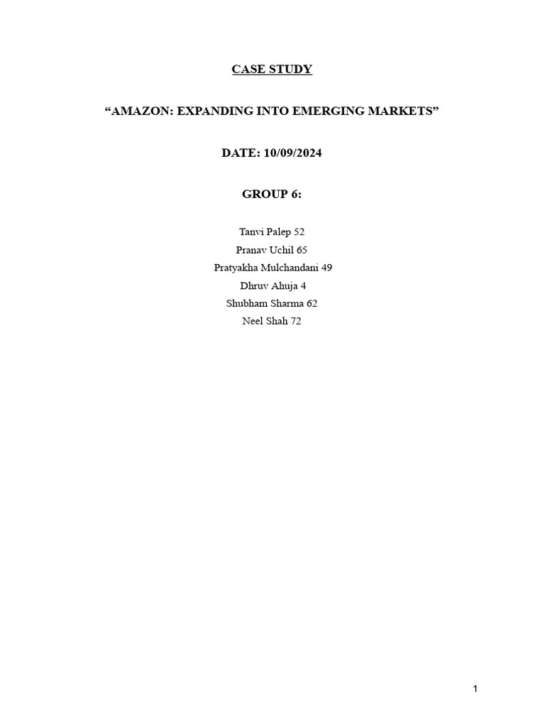 Amazon's Strategy for Emerging Markets | PDF | E Commerce | Online Shopping