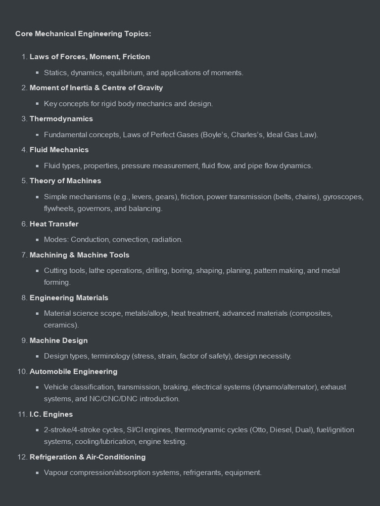 Core Topics in Mechanical Engineering | PDF