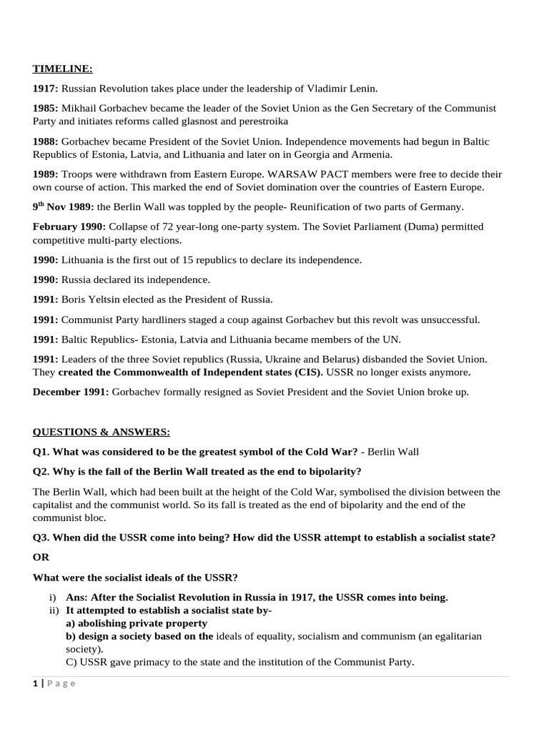 The End of Bipolarity Q&A | PDF | Soviet Union | World Politics