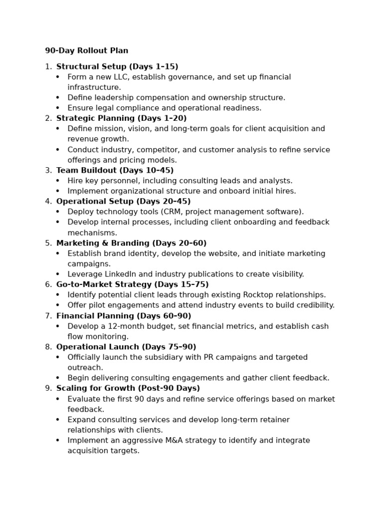 90 Day Plan Summary | PDF