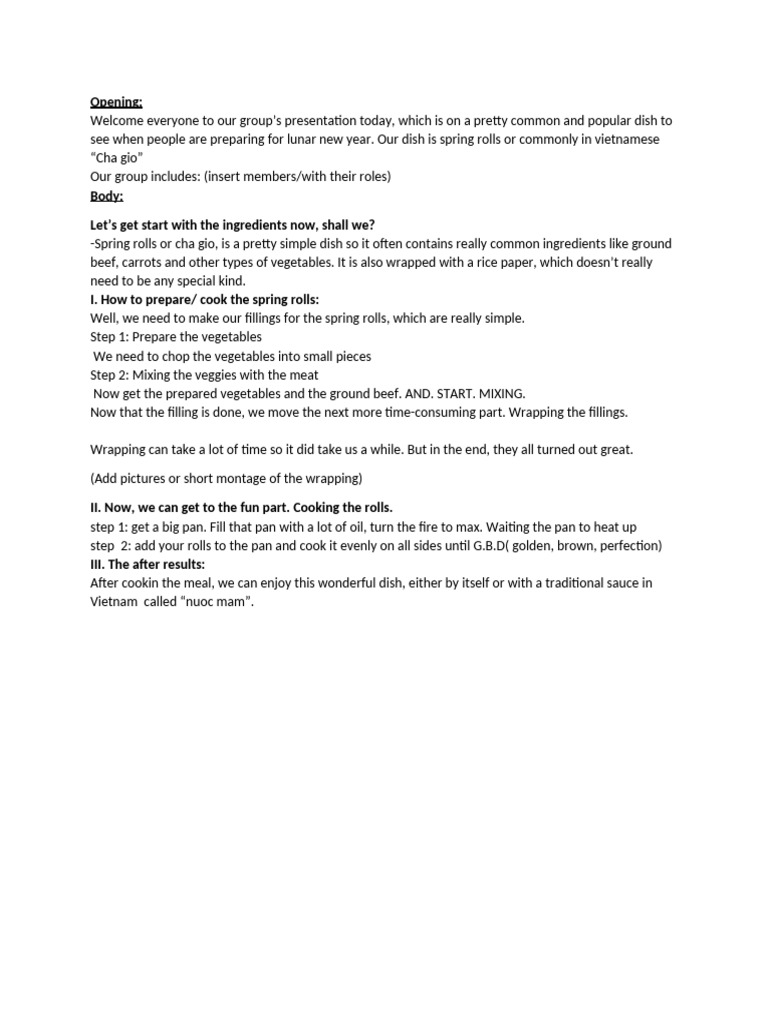 How To Cook Spring Rolls. | PDF