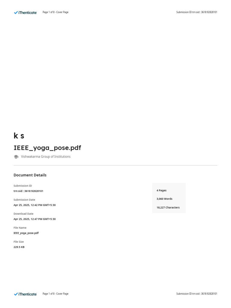 Intelligent Yoga Pose Detection System | PDF | Citation | Quotation Mark