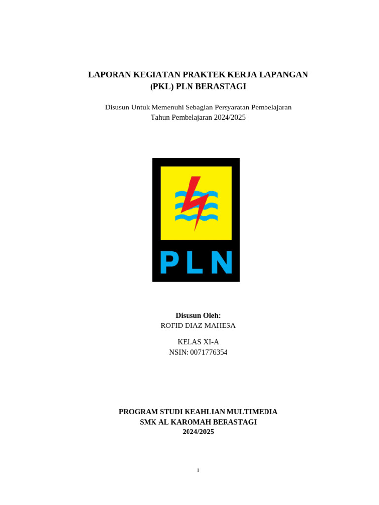 PKL di PLN Berastagi: Laporan Kegiatan | PDF