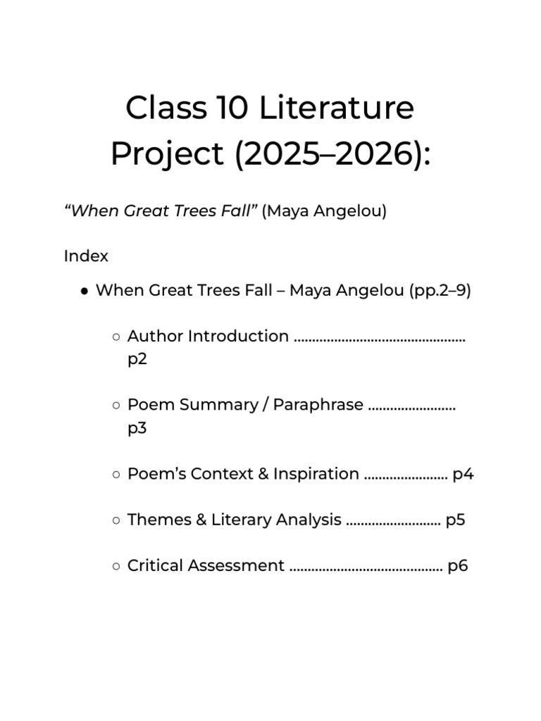 Grade 10 Literature Project | PDF | Poetry | Maya Angelou
