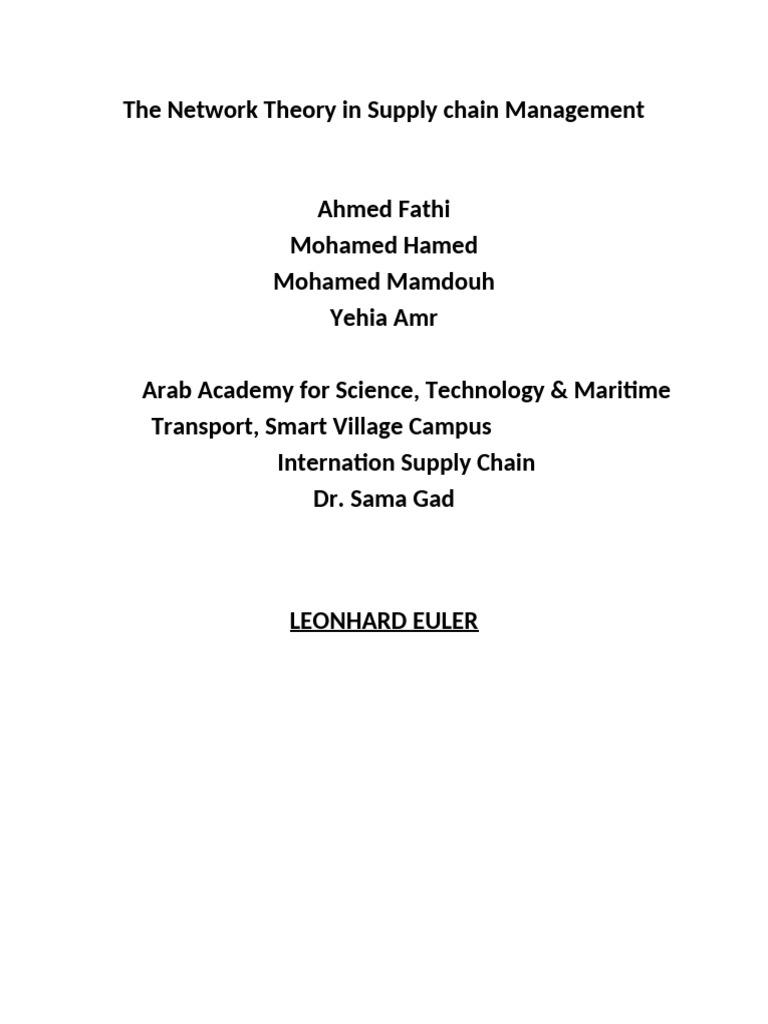 Network Theory in Supply Chain Management | PDF | Supply Chain | Logistics