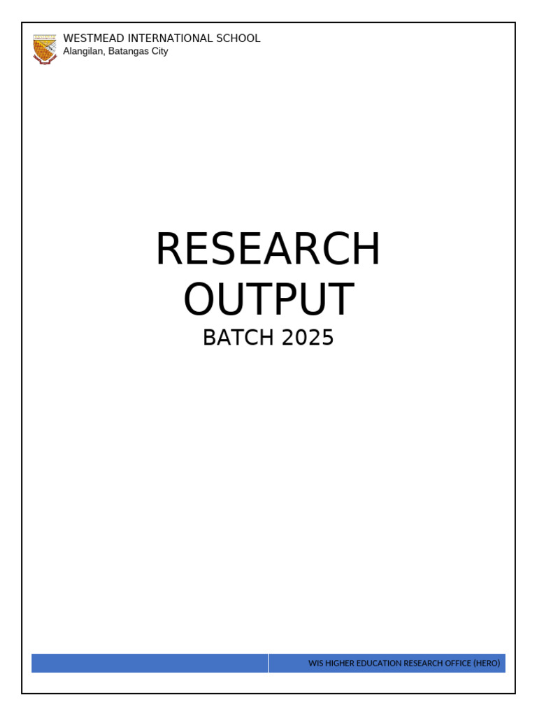 Westmead International School Research Output | PDF