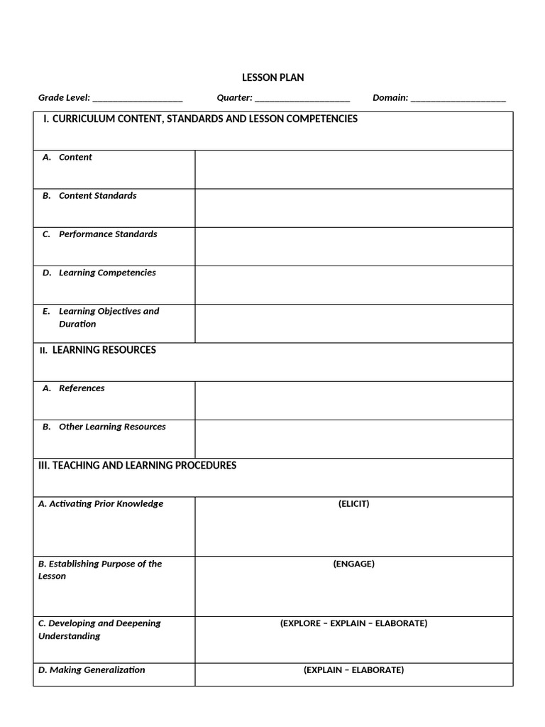 Lesson Plan Format Overview | PDF