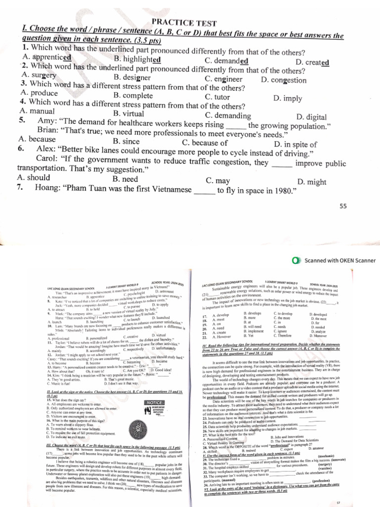 Unit 8 Practice Test | PDF
