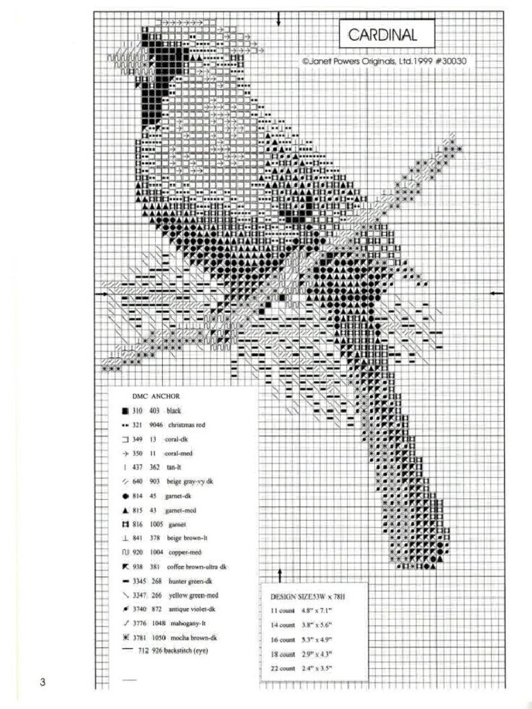 Cardinal Cross Stitch Pattern | PDF