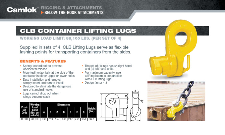 CLB Container Lifting Lugs Datasheet | PDF