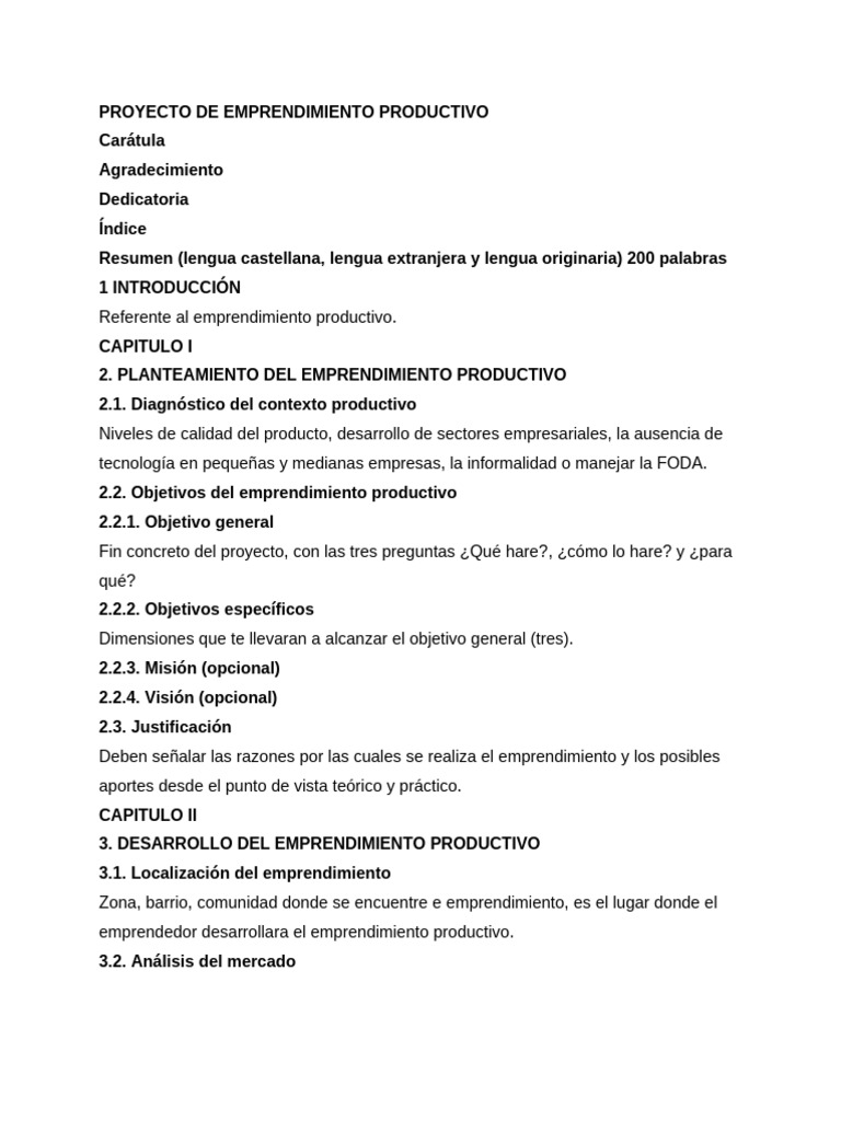 Proyecto de Emprendimiento Productivo 2-2 | PDF | Iniciativa ...