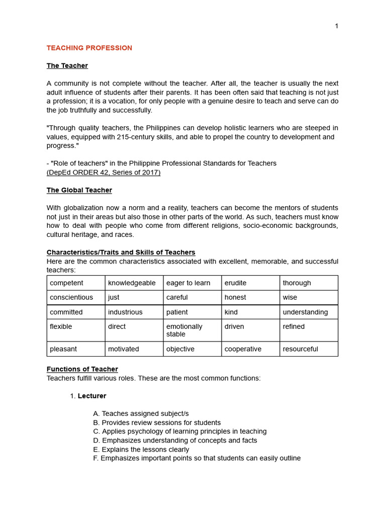 Essential Roles of Teachers in Education | PDF | Educational Assessment ...