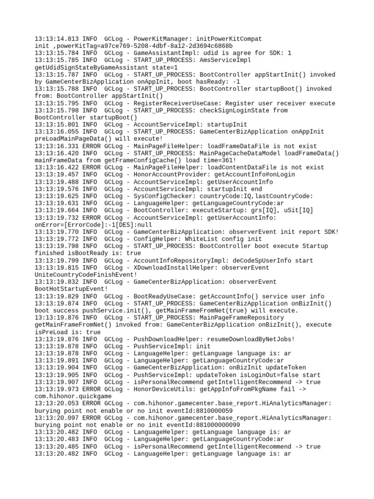 Game Center Initialization Log Errors | PDF | Computer Architecture ...