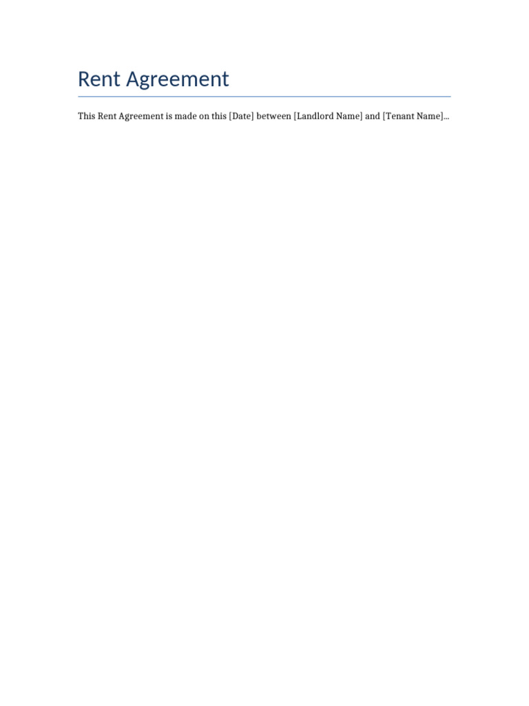 Rent Agreement Template | PDF