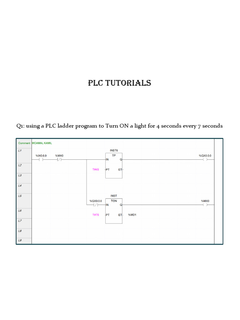 PLC Ladder Logic Programming Examples | PDF