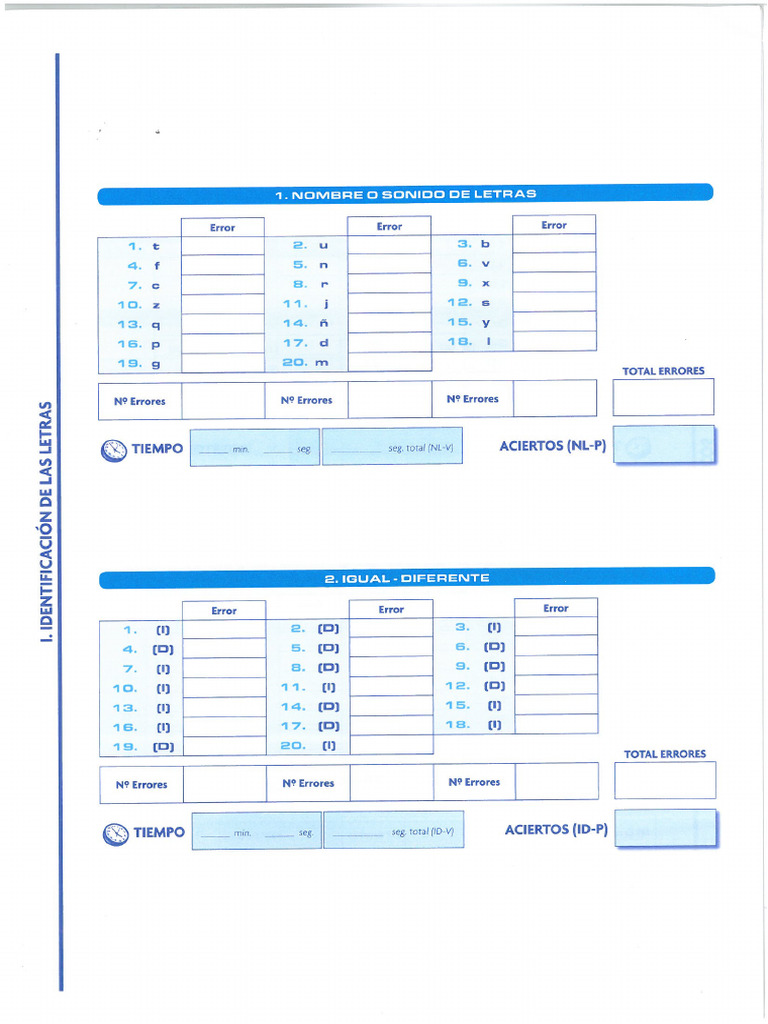 Hoja de Respuestas PROLEC R | PDF