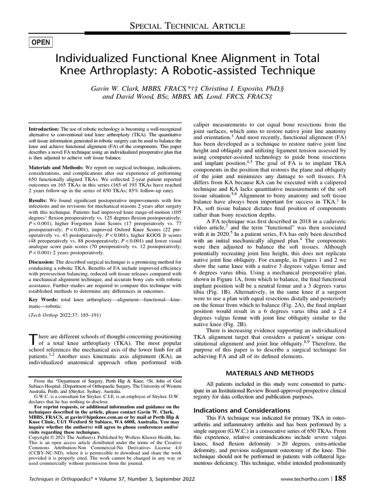 Robotic Functional Alignment in TKA | PDF | Knee | Lower Limb Anatomy