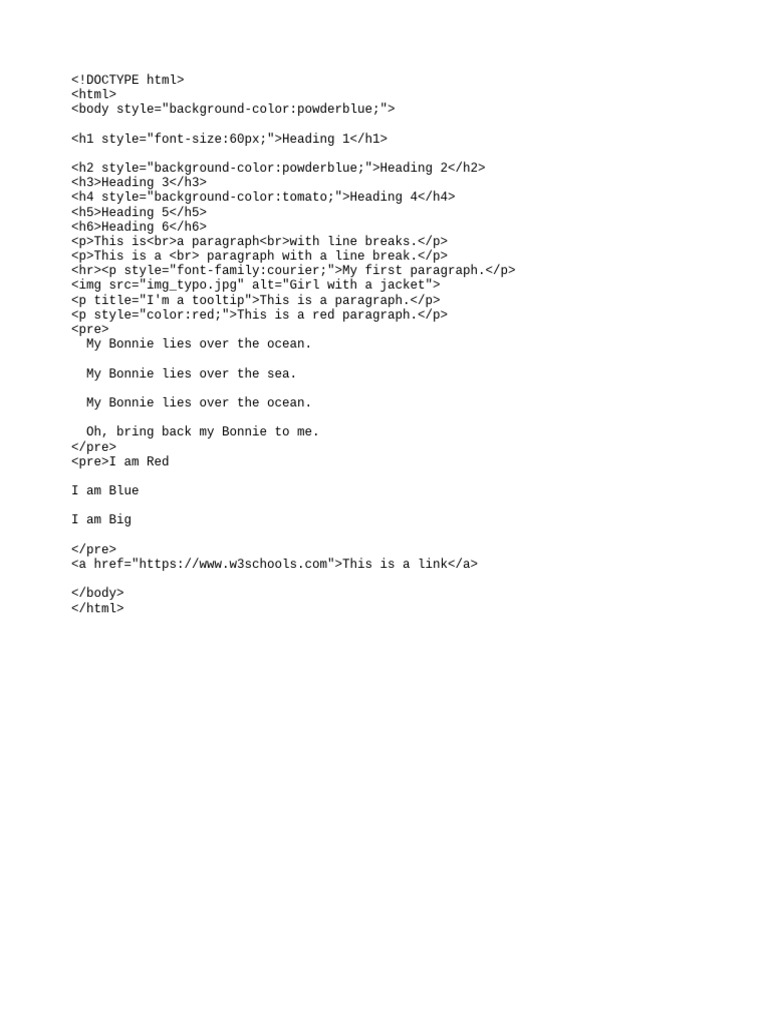 HTML Document Structure Example | PDF