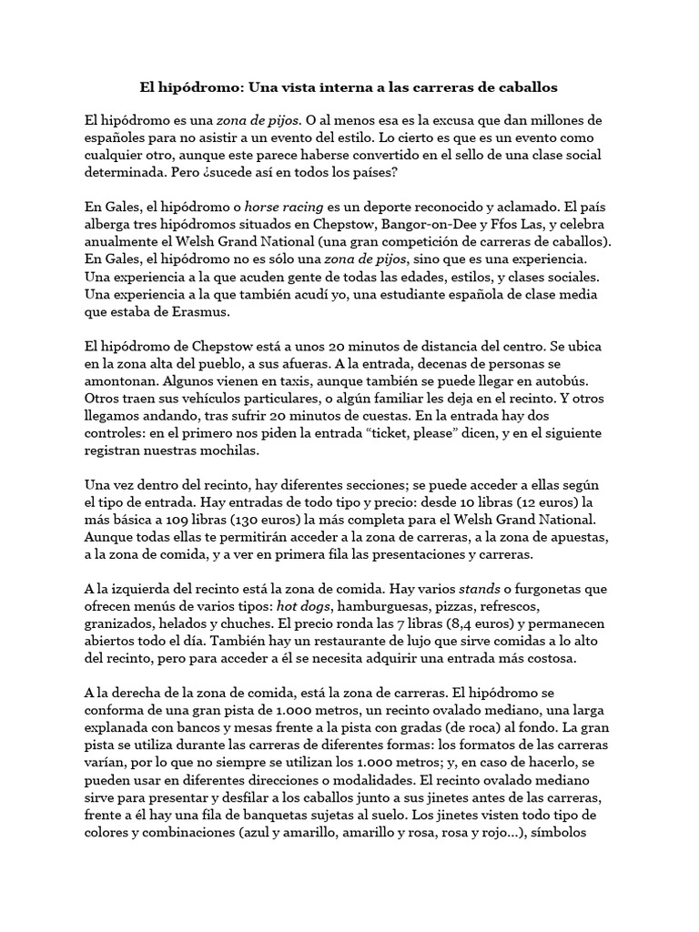 El Hipoì Dromo - Una Vista Interna A Las Carreras de Caballos-2 | PDF ...