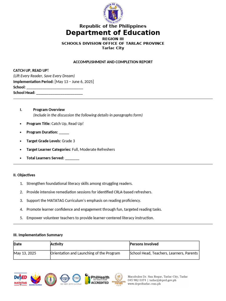 LRP 2025: Catch Up, Read Up! Report | PDF | Literacy | Learning Methods