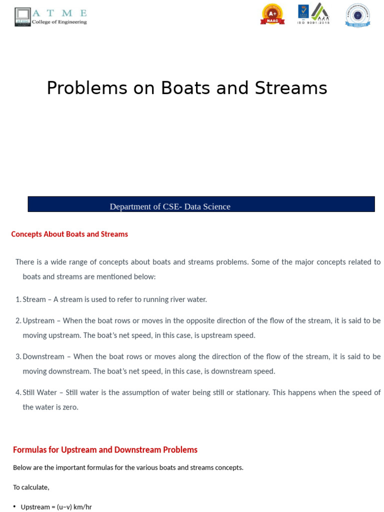 Boats and Streams Problem Solving Guide | PDF | Speed
