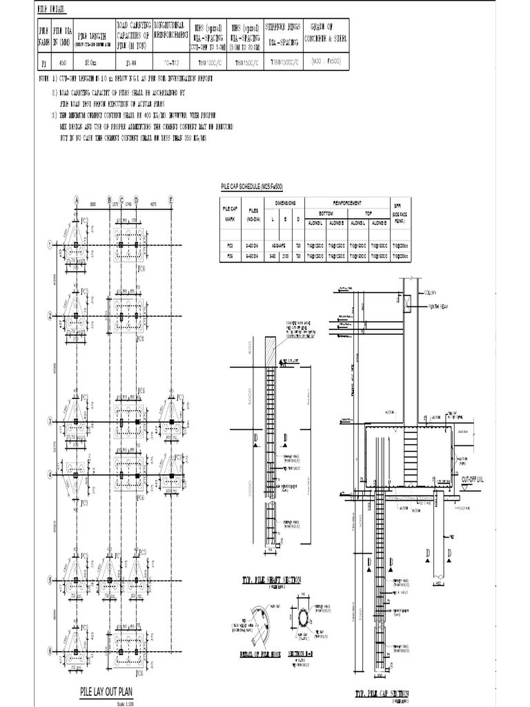 Pile Layout Plan and Schedule Details | PDF