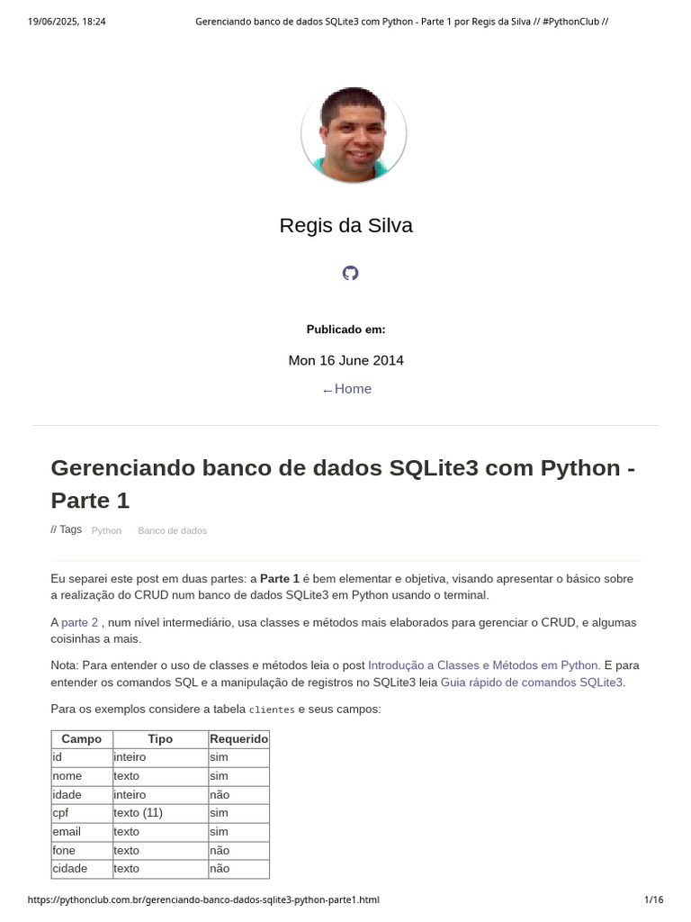 CRUD SQLite3 com Python: Parte 1 | PDF | Bancos de dados | Python ...