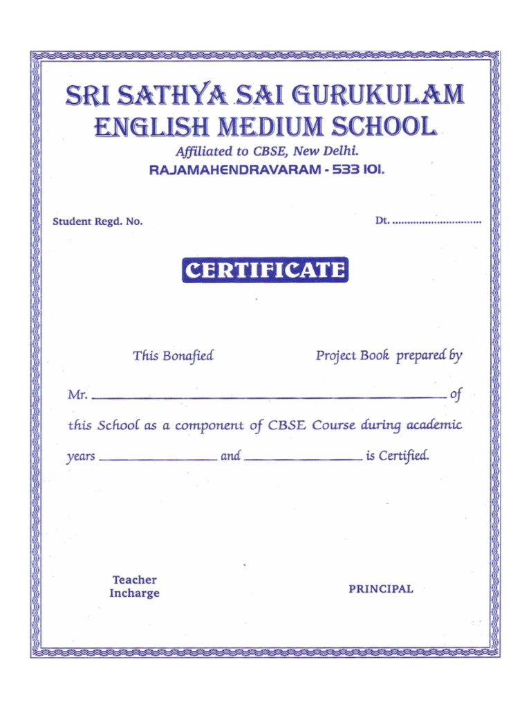 SRI SATHYA SAI GURUKULAM Certificate | PDF
