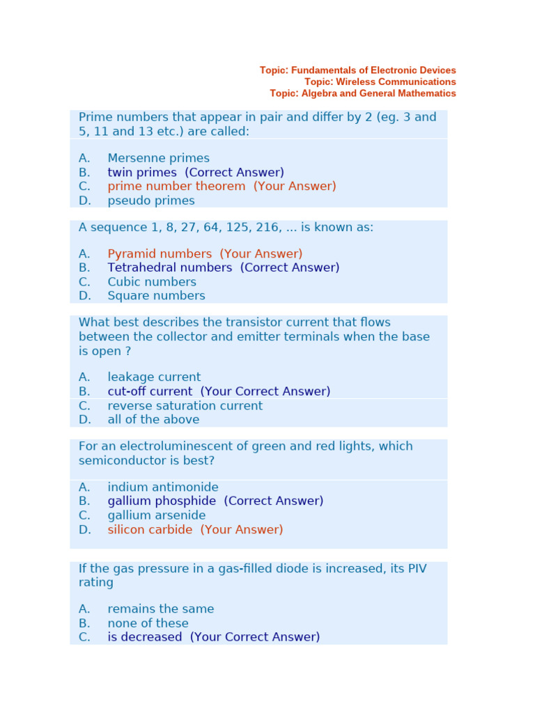 Fundamental Electronics and Math Wireless | PDF | Field Effect ...