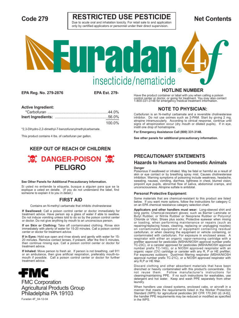 Furadan 4F CA NY Label | PDF | Waste | Waste Management