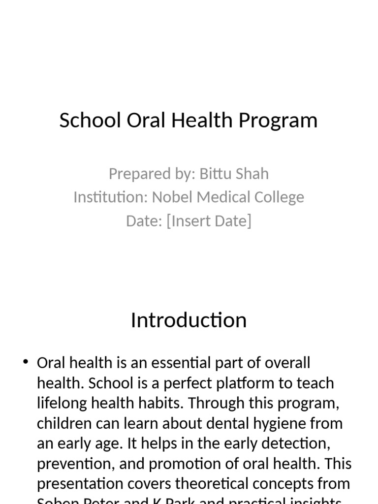 School Oral Health Education Program | PDF | Oral Hygiene | Dentistry