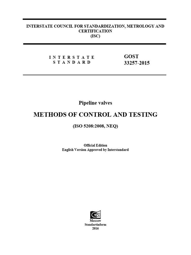 GOST 33257-2015 Valve Testing Standards | PDF | Valve | Pressure