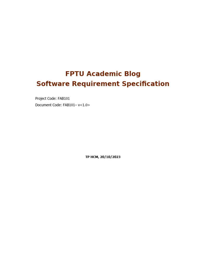 FPTU Academic Blog SRS | PDF | Login | World Wide Web