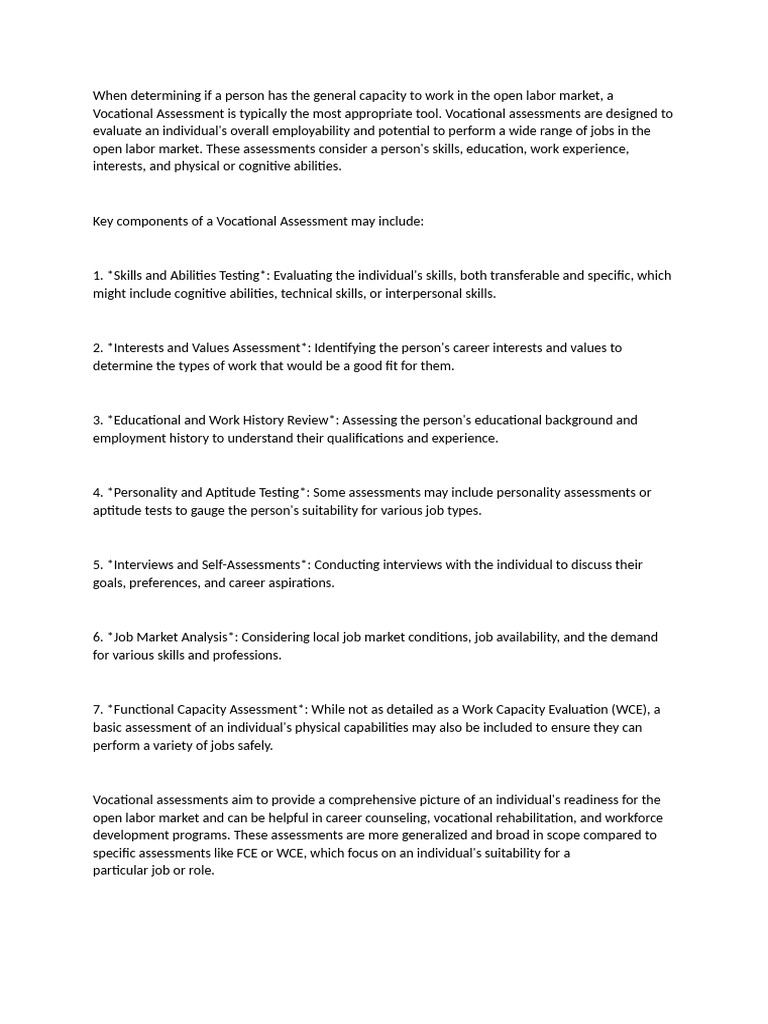 Vocational Assessments in Occupational Therapy | PDF | Wechsler Adult ...