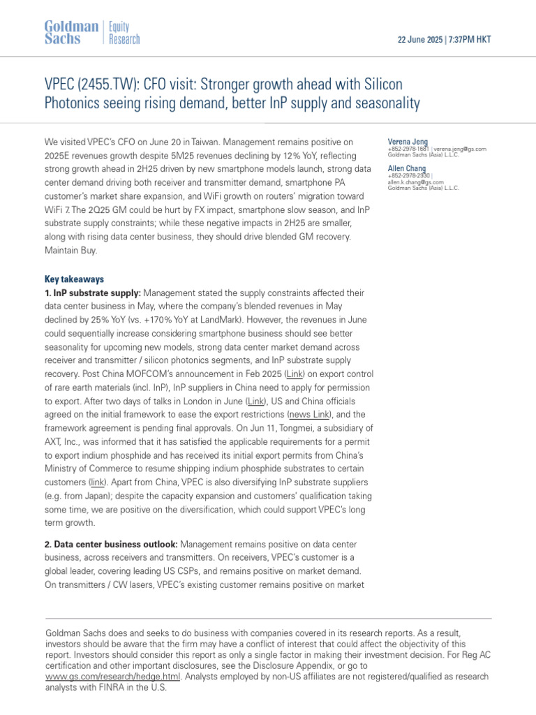 VPEC CFO Visit: Growth Outlook 2025 | PDF | Financial Analyst ...