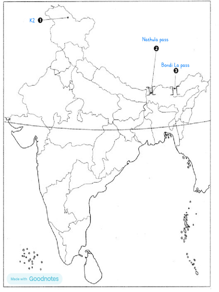 Class 9 Geography Map Work Chapter 2 Physical Features of India 1.1 | PDF