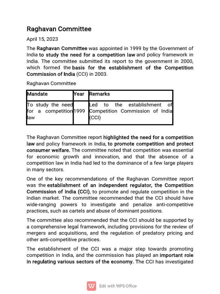 Module 2 (C) Ragavan Committee Report, 2000 | PDF
