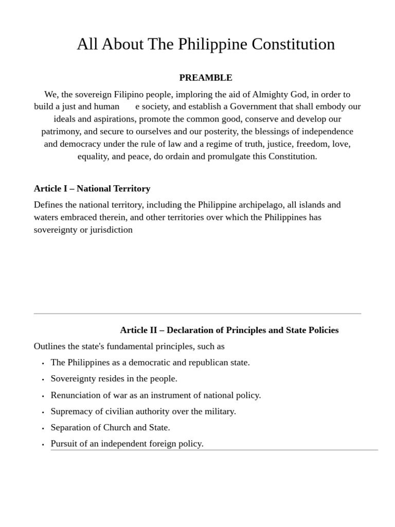 All About The Philippine Constitution | PDF | Government | Public Law