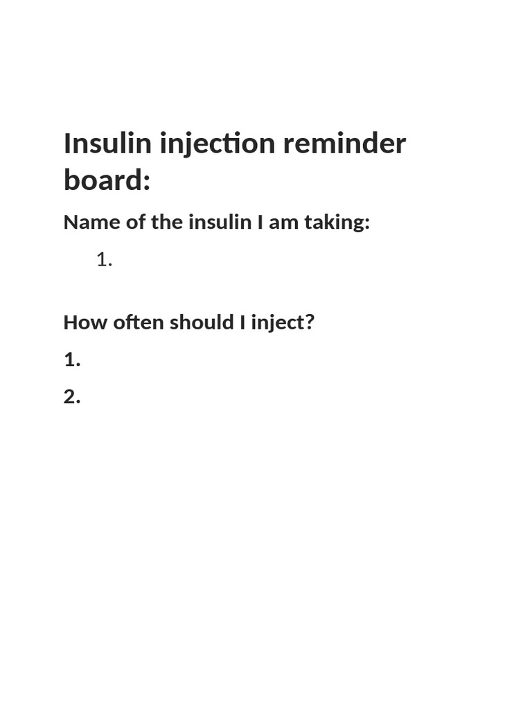Insulin Injection Reminder Guide | PDF