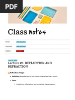 Light Reflection and Refraction Guide | PDF
