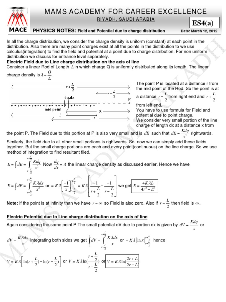Electric Field and Potential from Charge Distributions | PDF ...