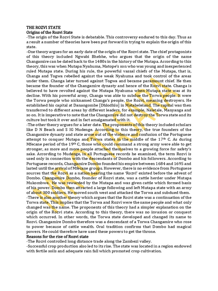 Factors Behind the Rozvi State's Rise | PDF