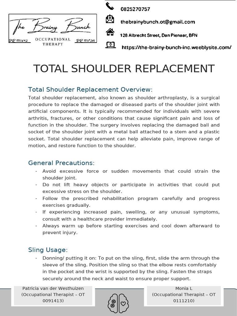 TBB Total Shoulder Replacement | PDF | Anatomical Terms Of Motion ...